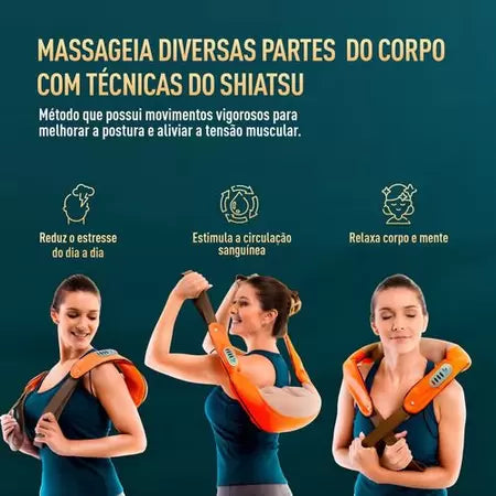 Massageador Pescoço com Aquecimento - Relaxa e Alivia Dores